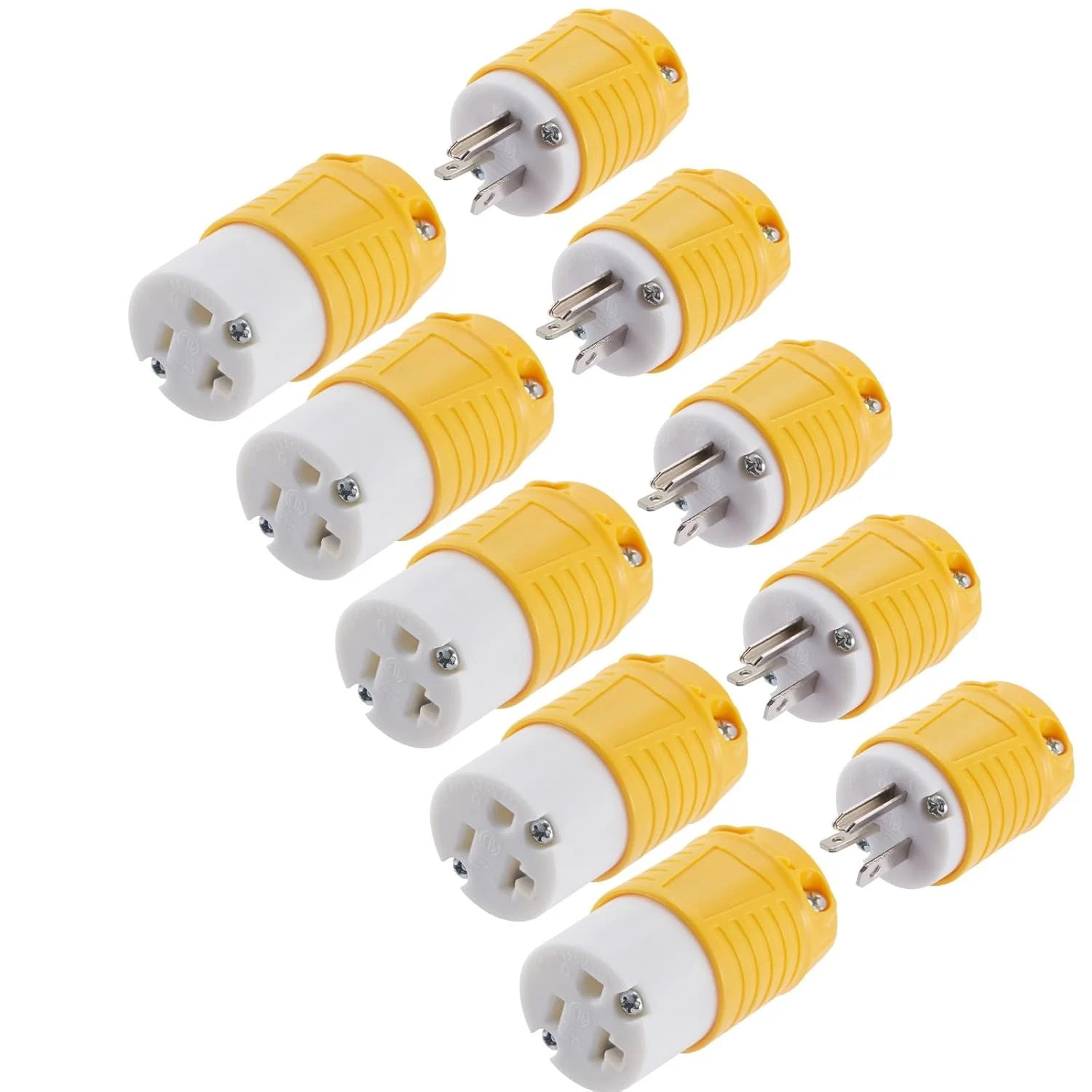 20 Amp 125 Volt Electrical Plug and Connector, NEMA 5-20 Extension Cord Ends, 2