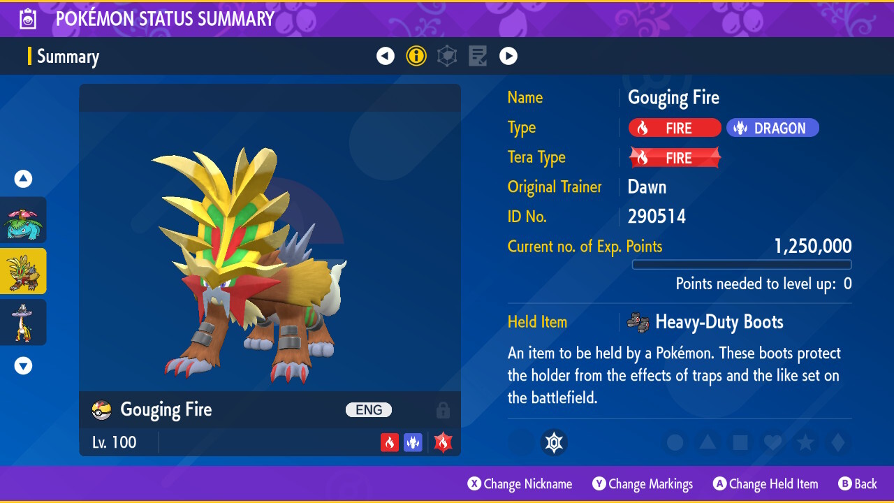 GOUGING FIRE ⚡ POKEMON SCARLET VIOLET ⚡ NORMAL ⚡ 6IV BATTLE READY ⚡