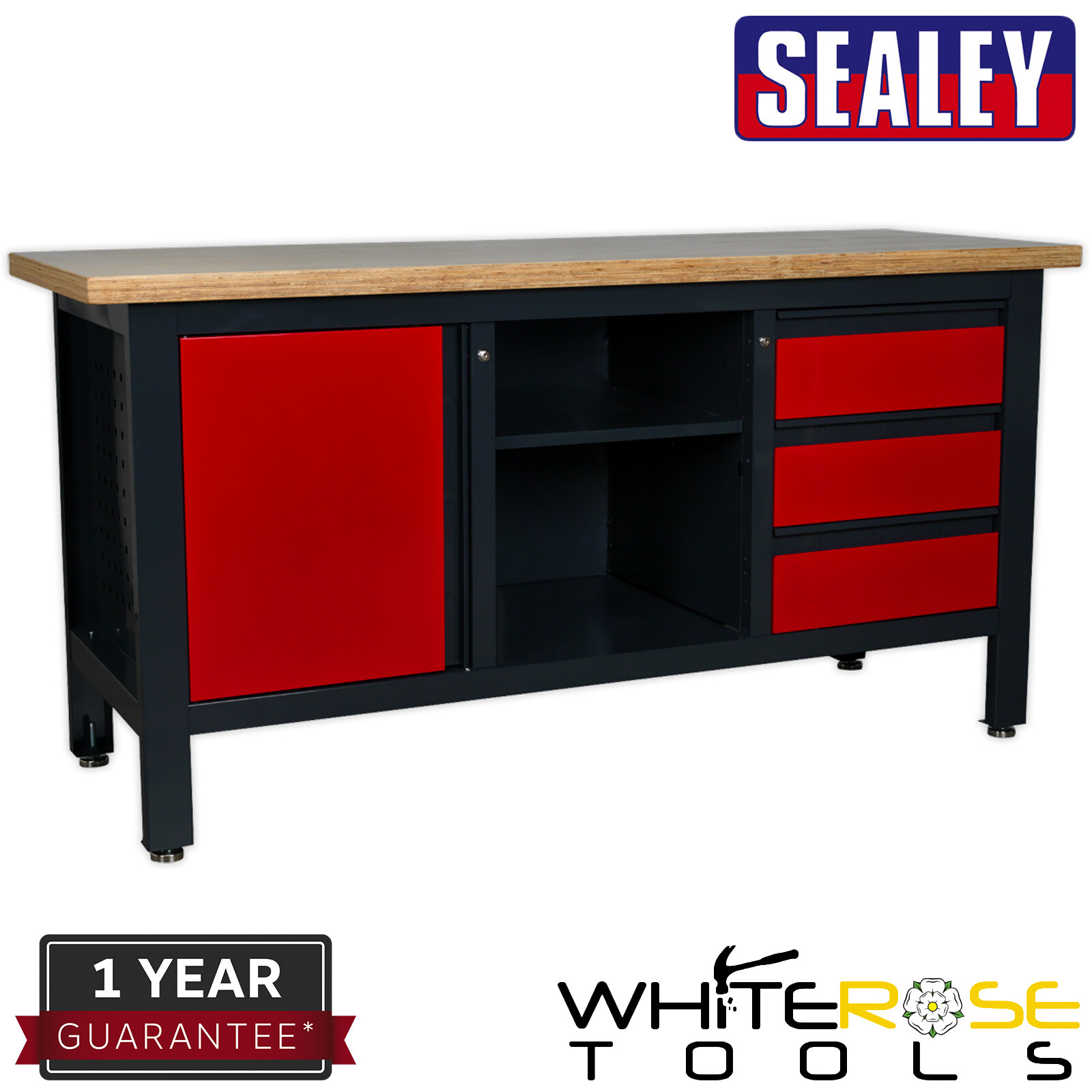 Sealey Workstation with 3 Drawers, 1 Cupboard & Open Storage
