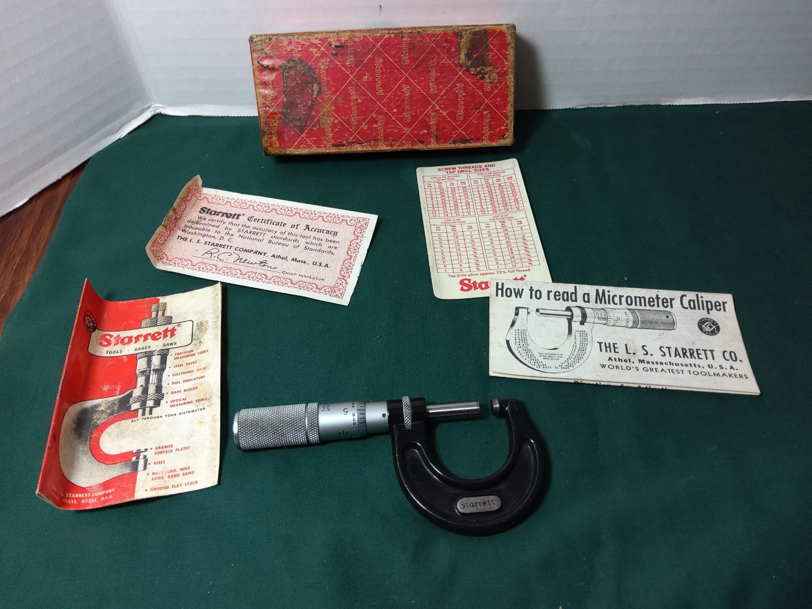 Vintage STARRETT NO. 436-1 IN. Micrometer Caliper, Nice!!