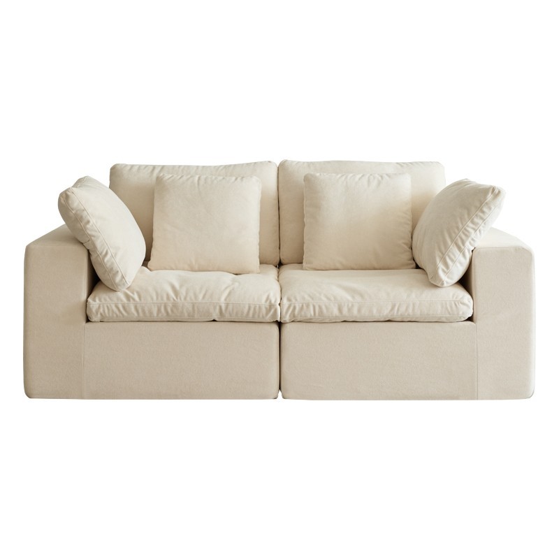 Compressed Sectional Sofa Modern Minimalist Style Corduroy Couch Beige+White