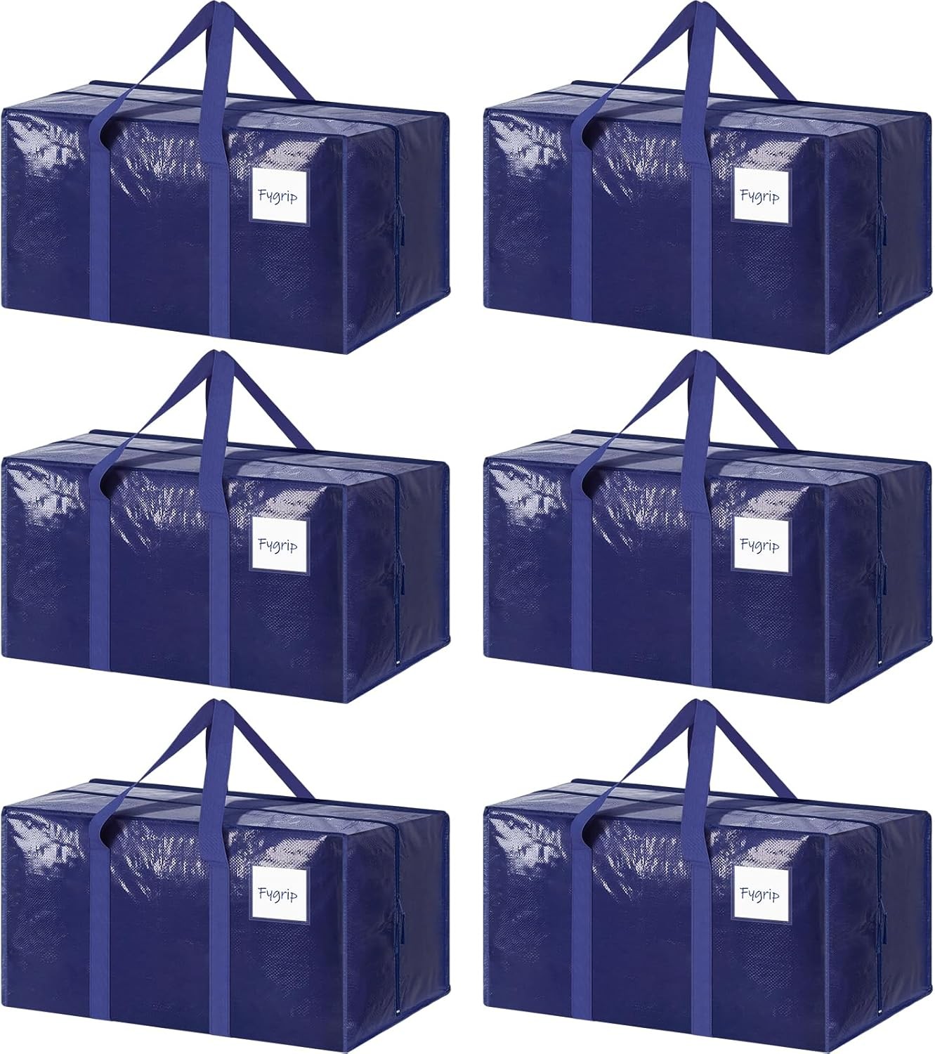 6 Pack Extra Heavy Duty Large Moving Bags with Strong Zipper & Comfortable