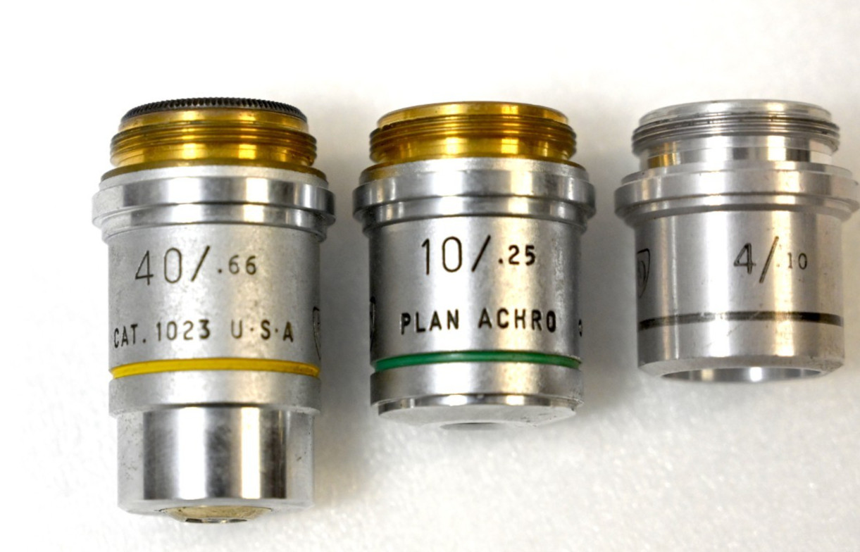 40X AO Plan Objective ACHRO CAT 1023 Microscope American Optical 40/.66 Yellow