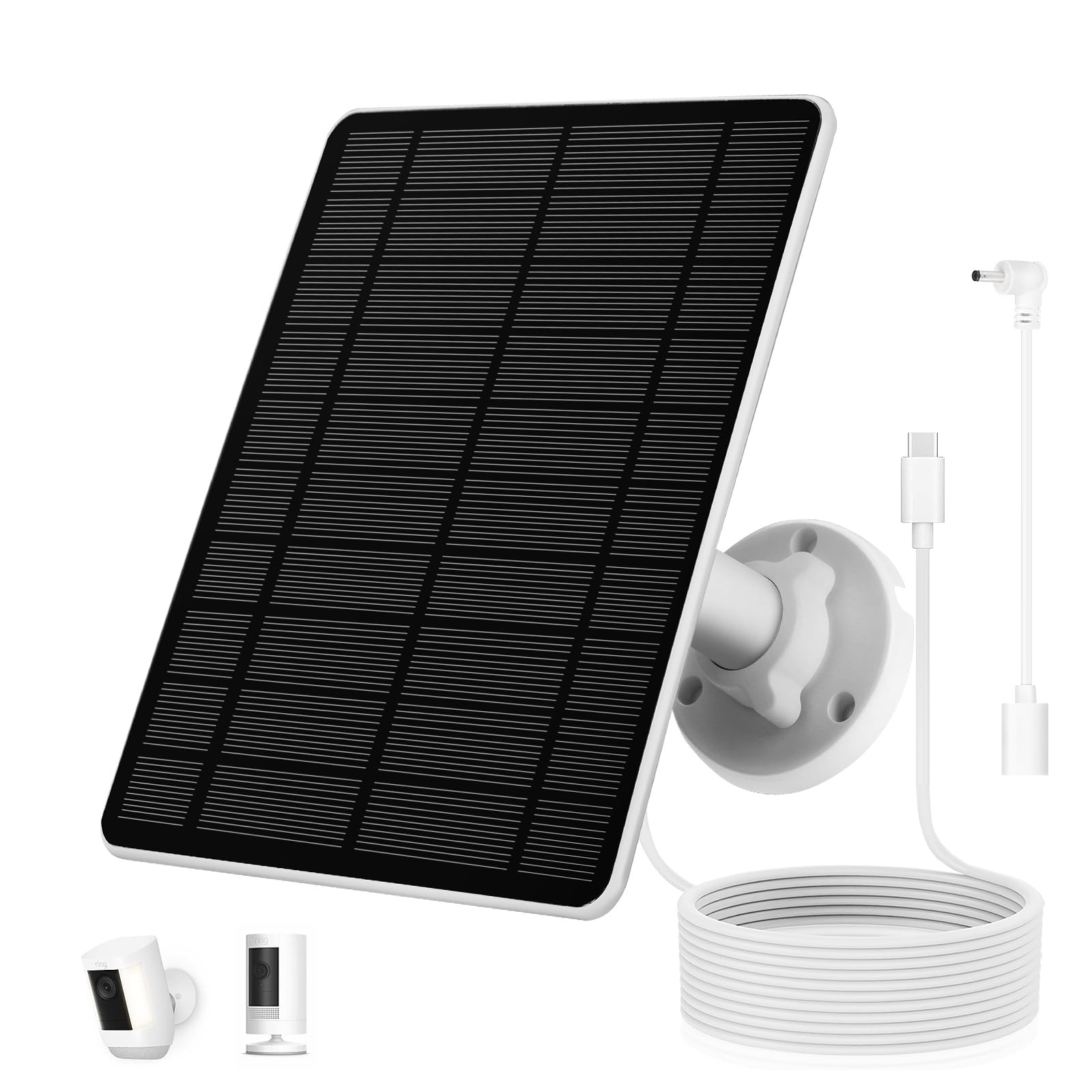 Solar Panel for Ring Camera, Compatible with Spotlight Cam/Pro/Plus Black