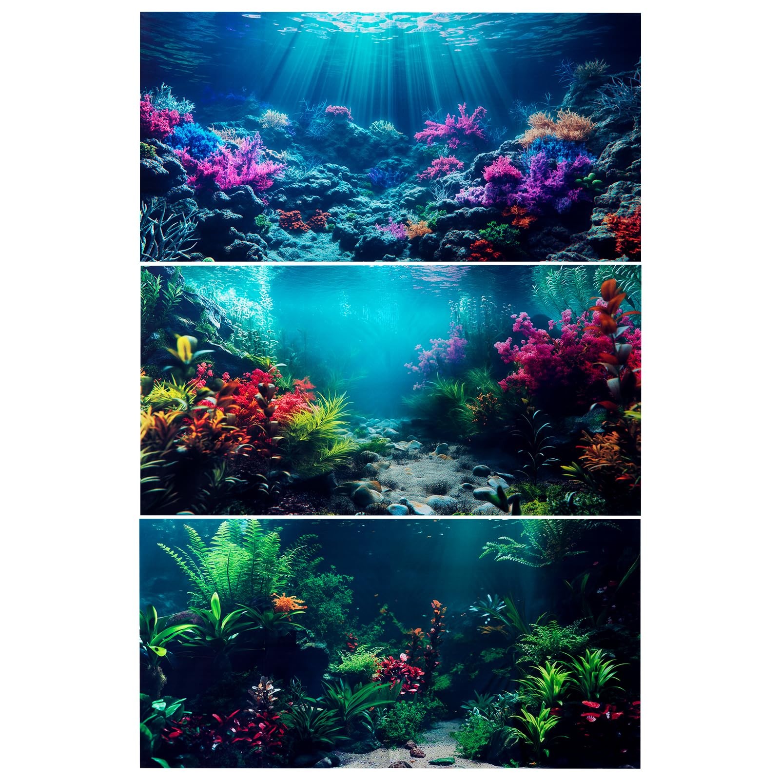 COMSUN 3 Pack Aquarium Background, 36x18 inches Inch, Multicolor