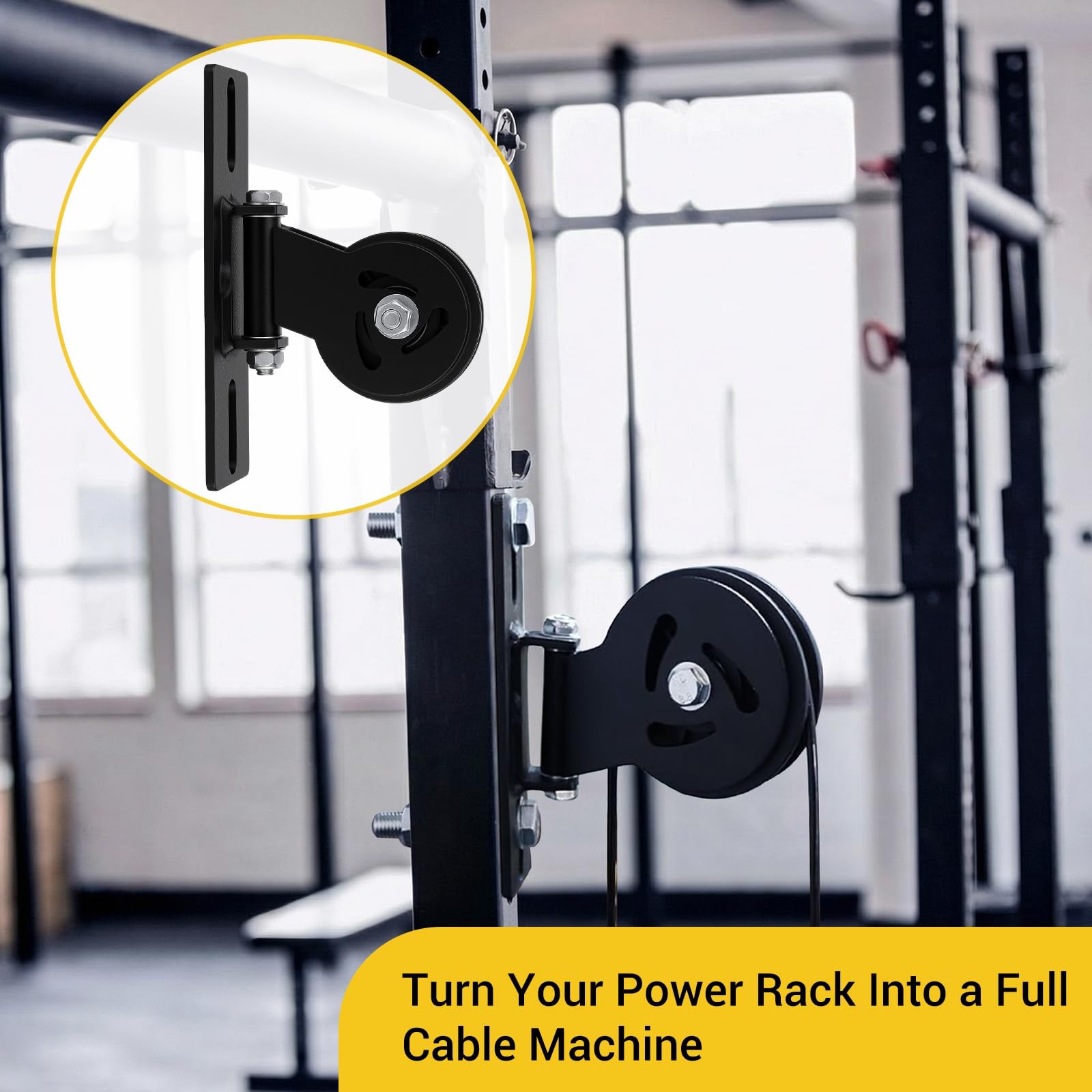 2 Pack Cable Pulley System for Squat Racks Power Rack Pulley Attachment Fits ...