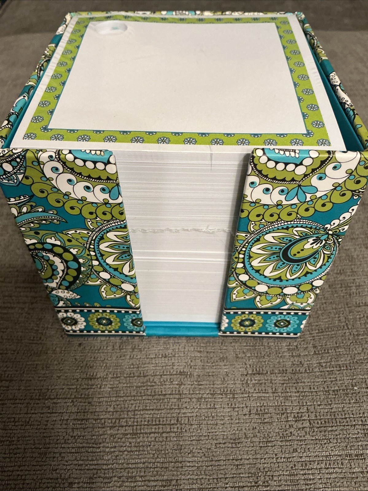 Vera Bradley Take Note Cube Peacock 600 notes pen holder New Sealed