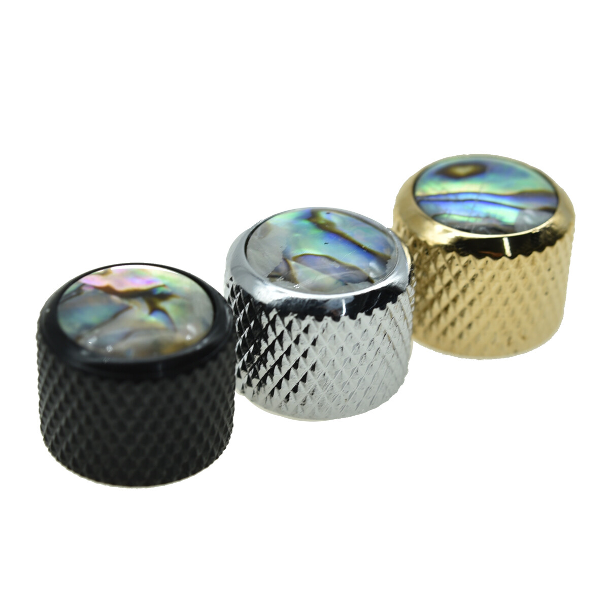 2x Abalone Top Dome Knobs Abalone Inserts Knobs for P Bass/Tele Guitar Chrome