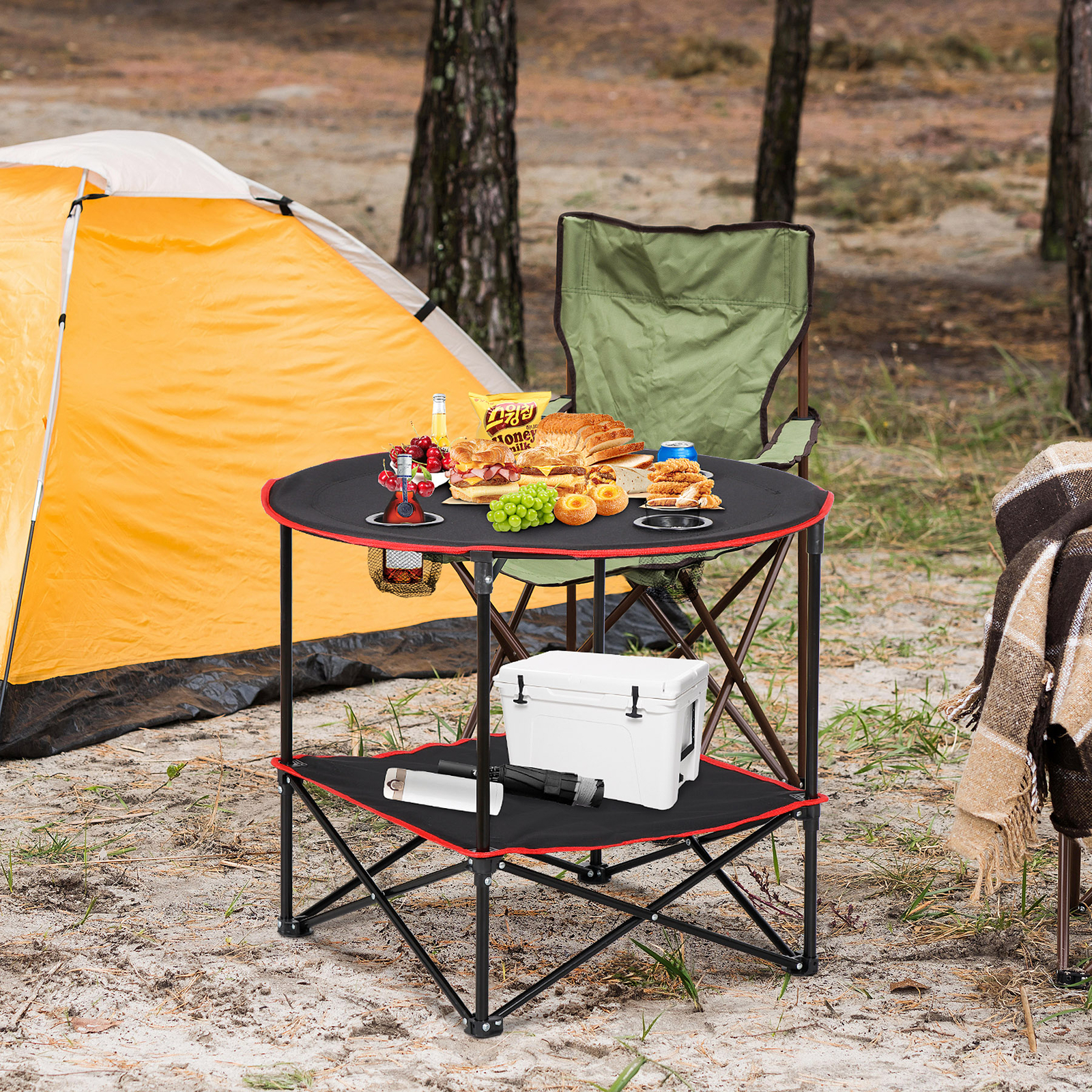 Foldable Camping Table Lightweight Picnic Table with Cup Holder for Outdoor