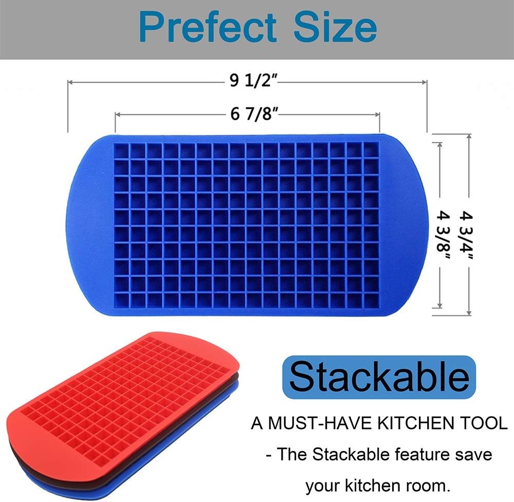 Silicone Mini Ice Cube Trays 3 Pack 160 Crushed Ice for Whiskey