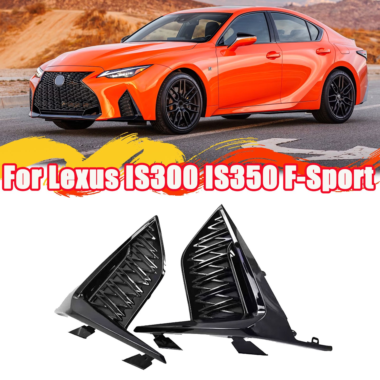 Fit 2021 2022-2024 LEXUS IS300 IS350 F-SPORT Bumper Lower Grille Fog Light Cover