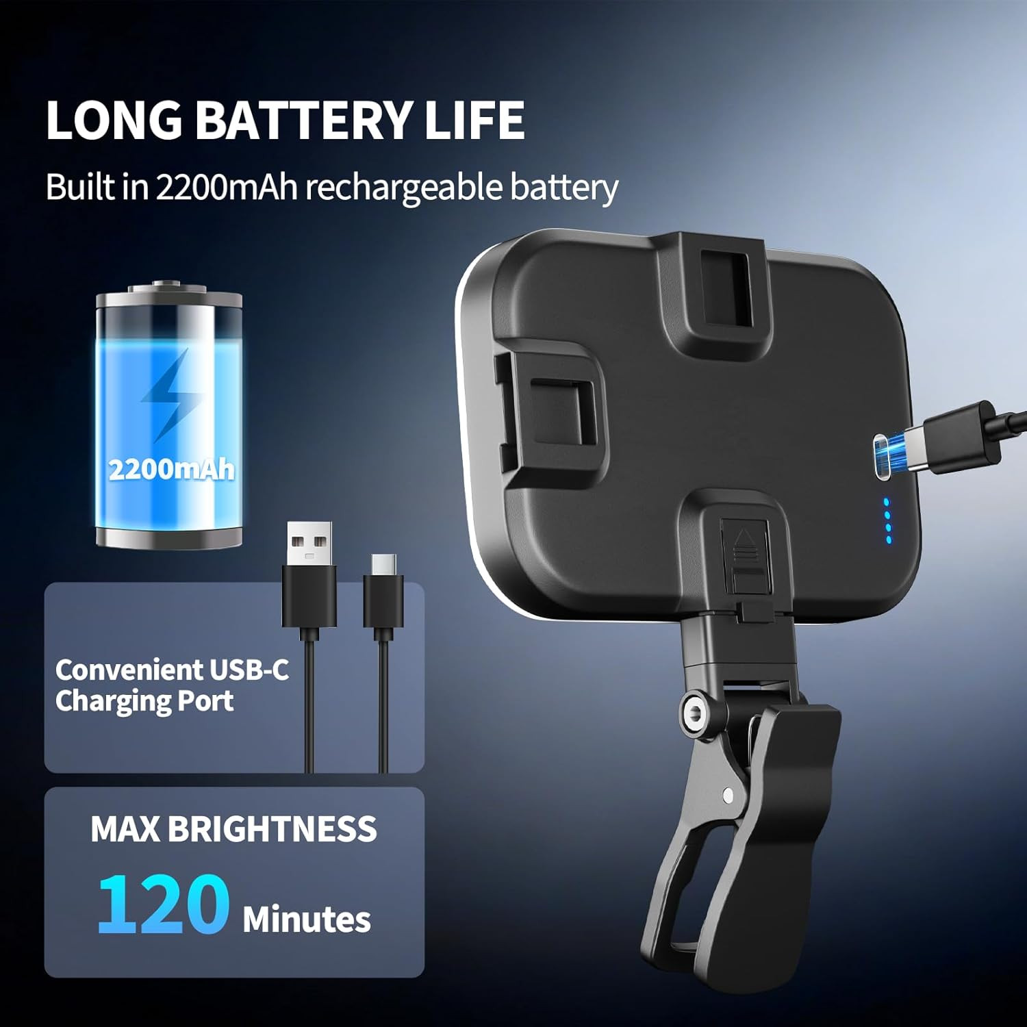 60 LED Selfie Light for Iphone, Protable Clip Light for Phone Camera with 360° &