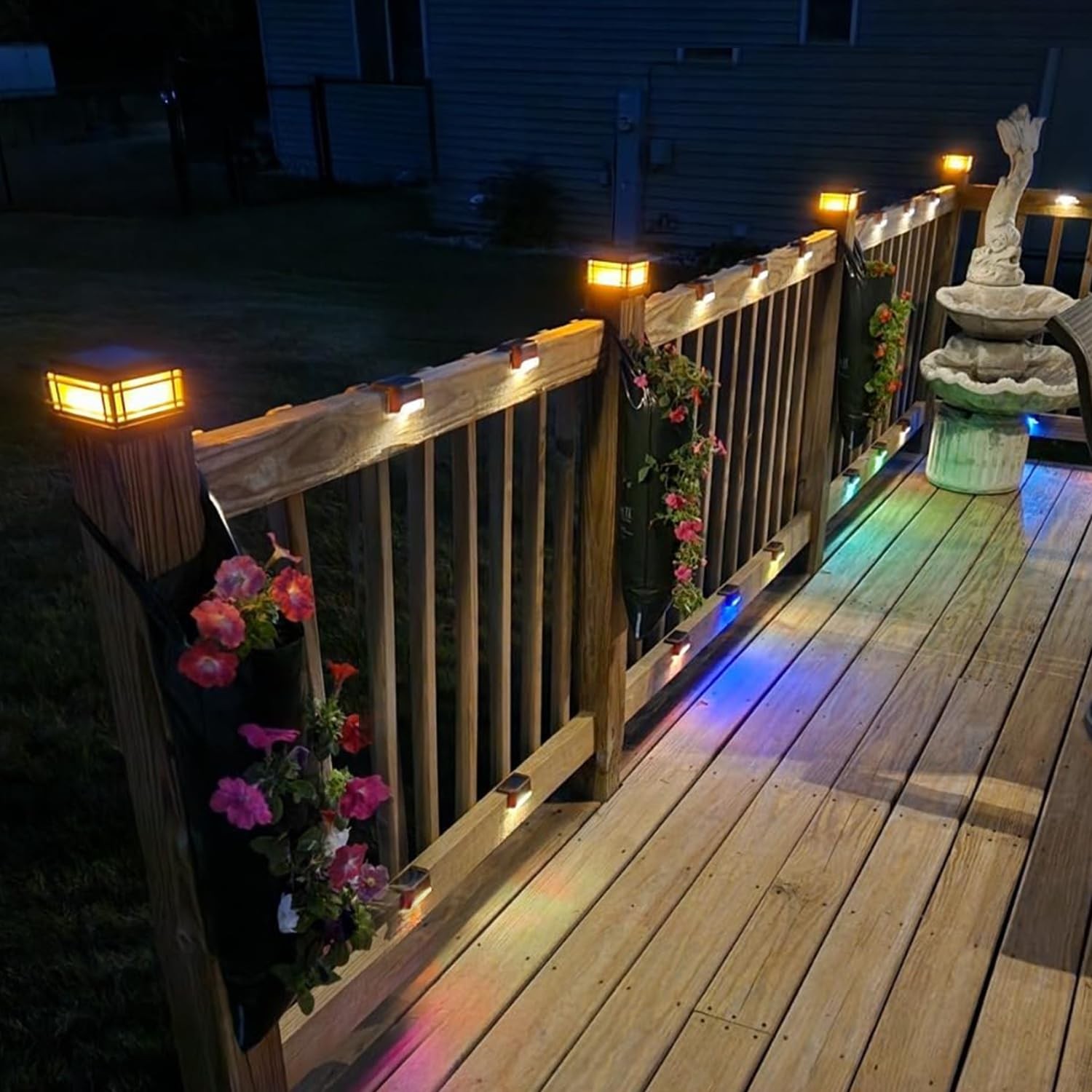 8 Pack Solar Post Cap Lights Outdoor with Flickering Flame Light, Fence Post ...