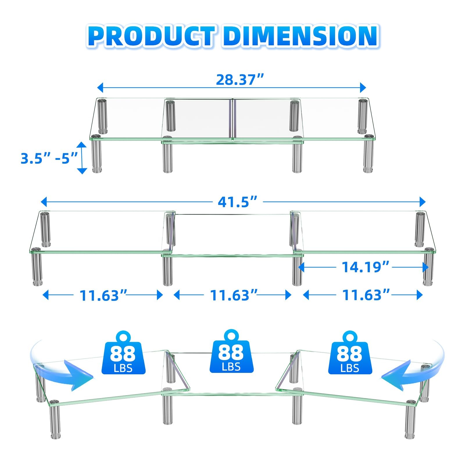 Dual Monitor Stand Riser Computer Office Desktop Organizer for 2 Monitors