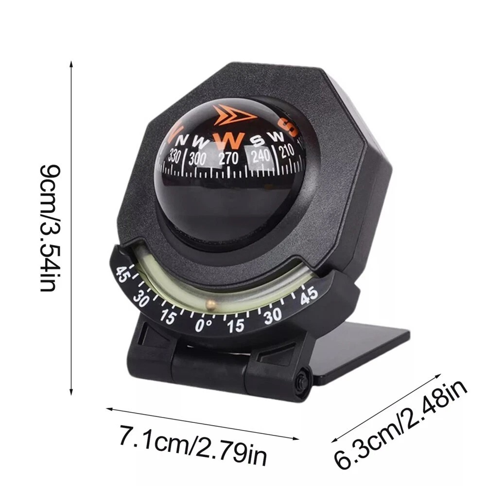 Adjustable Night Car Compass, Car Dashboard Compass Ball with Slope Meter