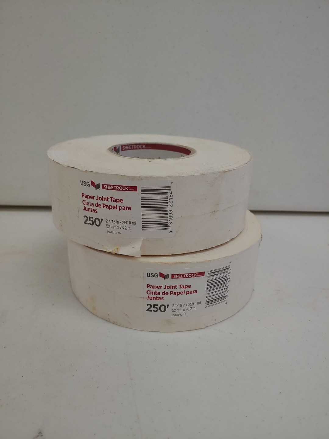 2x USG Sheetrock 2-1/16 in. x 250 ft. Paper Drywall Joint Tape White RT