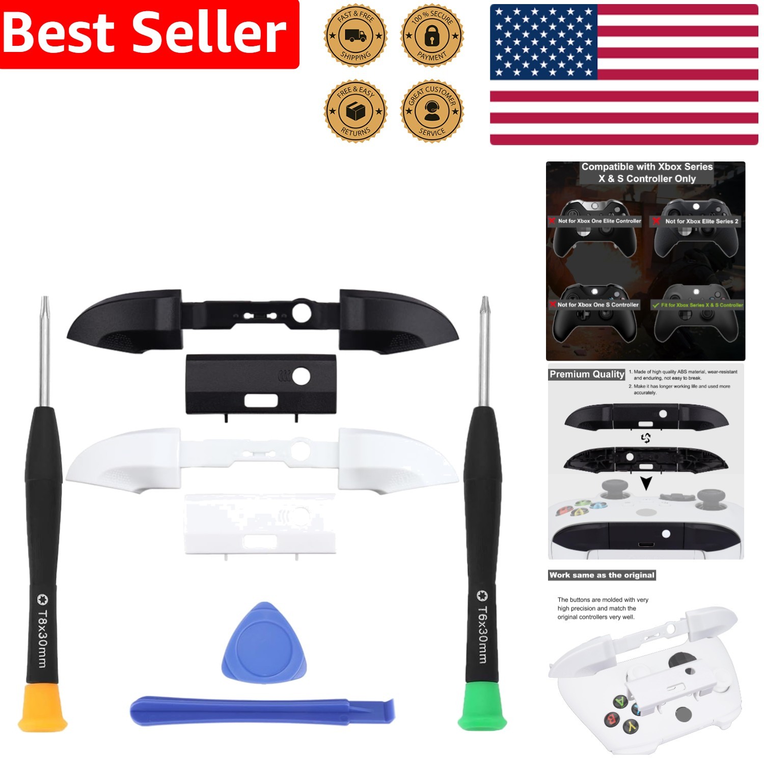 Complete LB RB Bumper Repair Kit for Xbox Series Controllers - Easy Install
