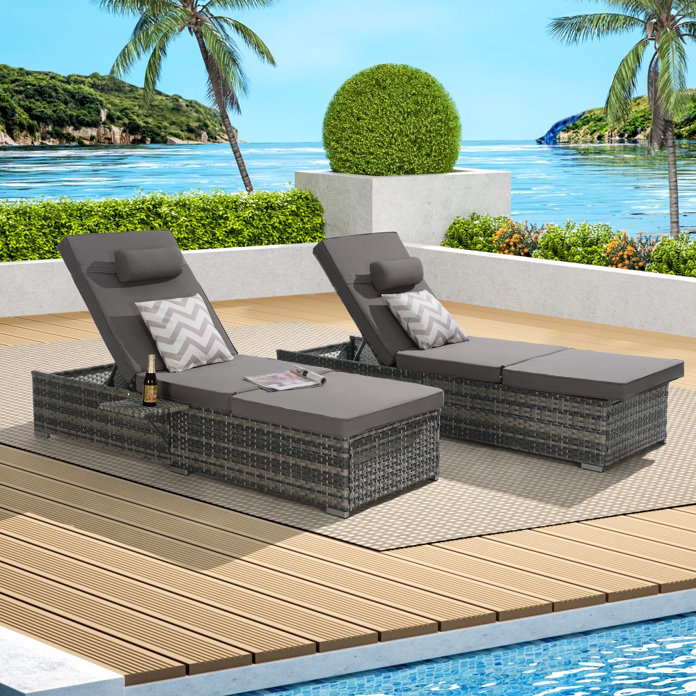 Adjustable Outdoor Lounge Recliner Chair  Sofa PE Rattan Furniture Deck Rattan