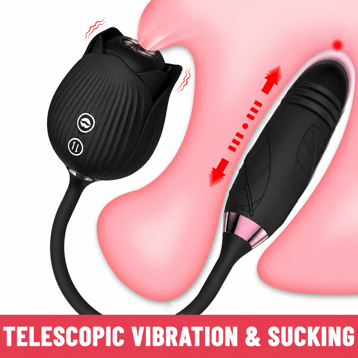 Rose  Shape Sucking Vibrator Clitoral G-spot Suction Sex Toy 10 Speed WaterProof