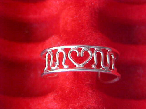 Toe Ring Heart Motif .925 Silver Adjustable NEW