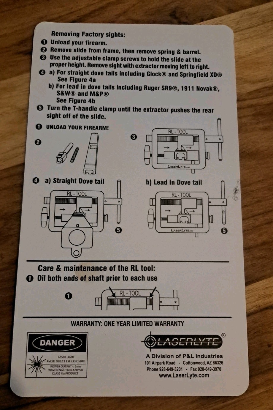 Laserlyte RL-Tool Rear Sight Installation Tool Firearms Repair