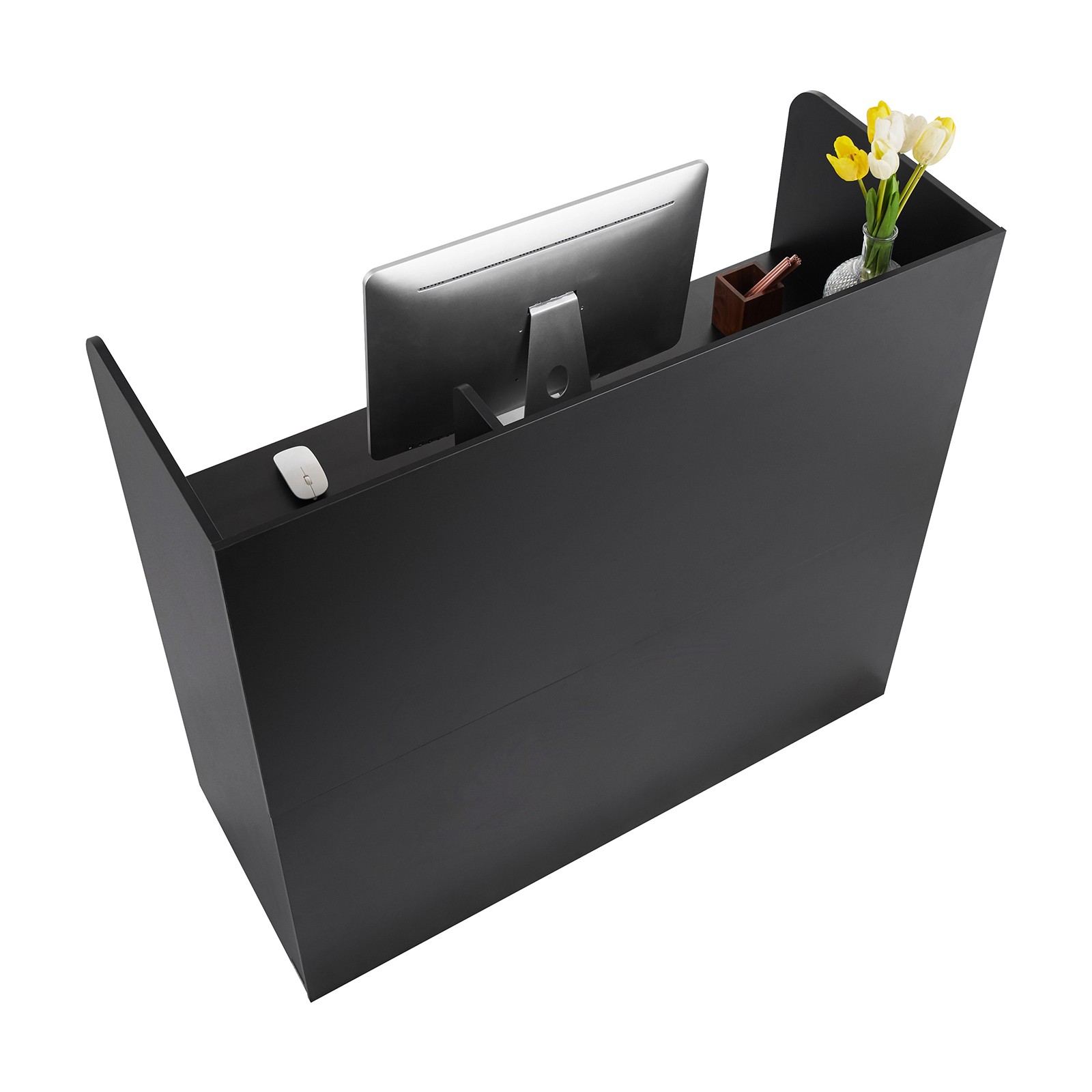 Uimoso Reception Desk Rectangular Front Counter Table 47.24in Black Office Table