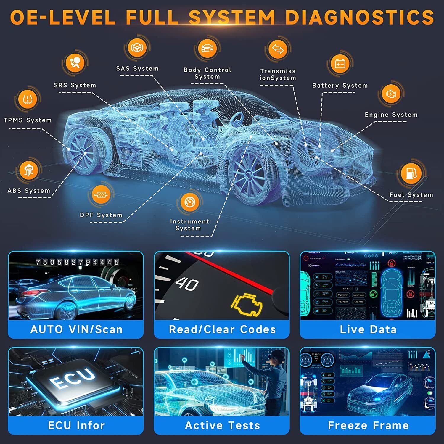 FOXWELL NT809BT OBD2 Scanner Bidirectional Diagnostic Tool Key Coding DPF TPMS