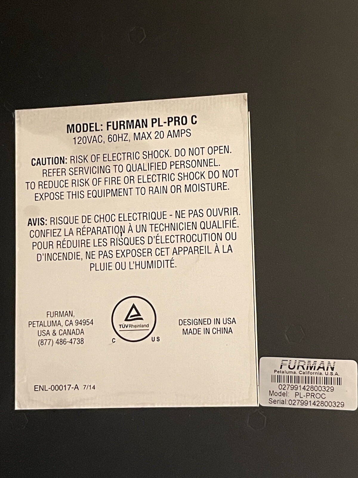 Furman PL-PRO C Power Conditioner w/ Voltmeter. Tested It.