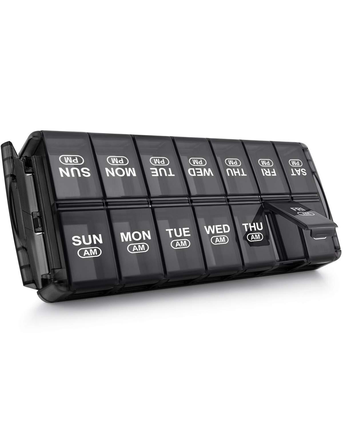 Weekly Pill Organizer AM/PM 7 Day 2 Times a Day Extra Large Easy to Clean