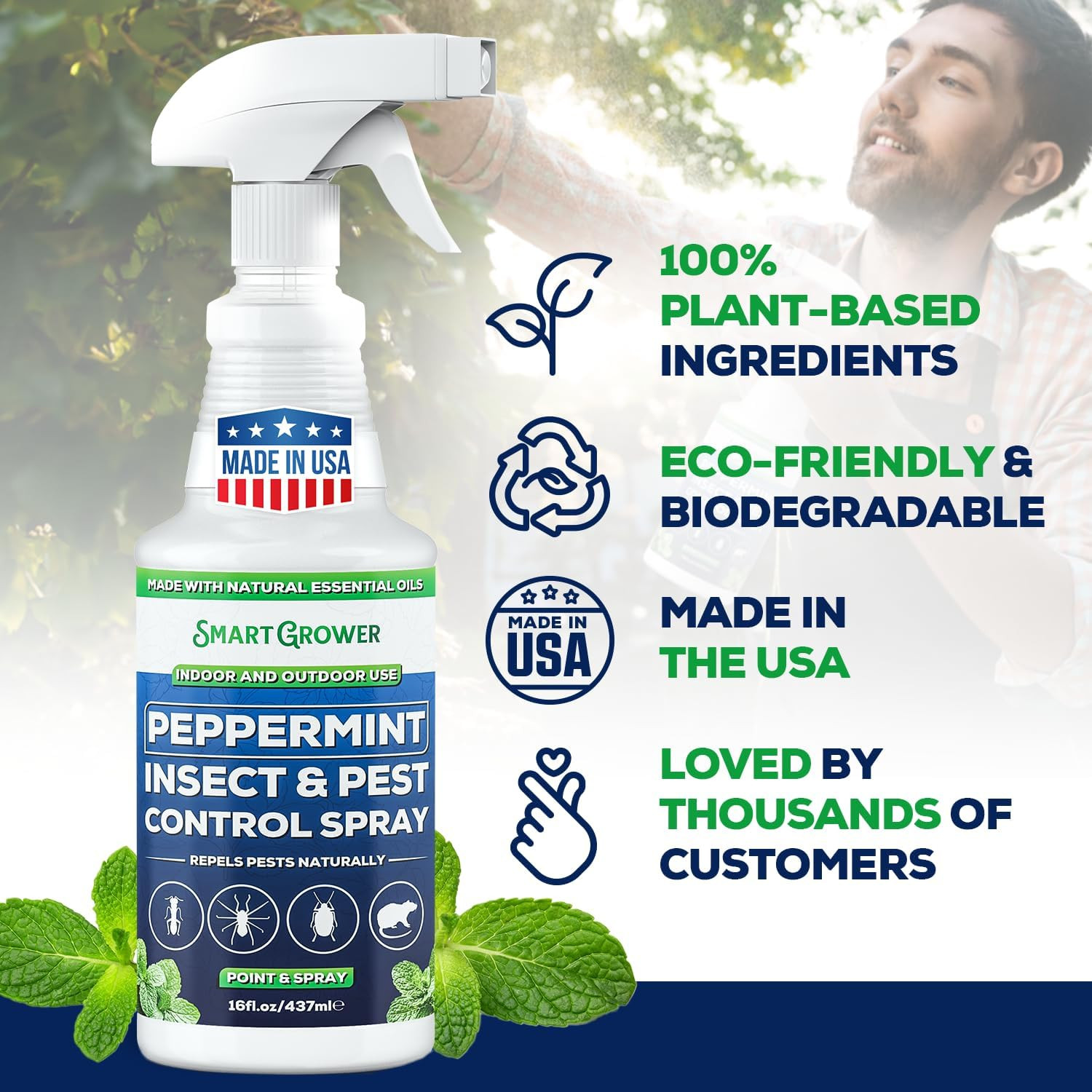 All Natural Peppermint Oil Insect & Pest Control Spray Repels Mice, Spiders, Ant