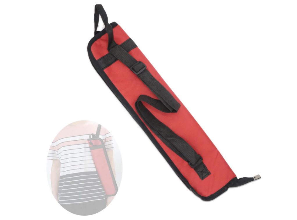 Drum Stick Bag - Portable Drumstick Holder with Hooks for Hanging-Red