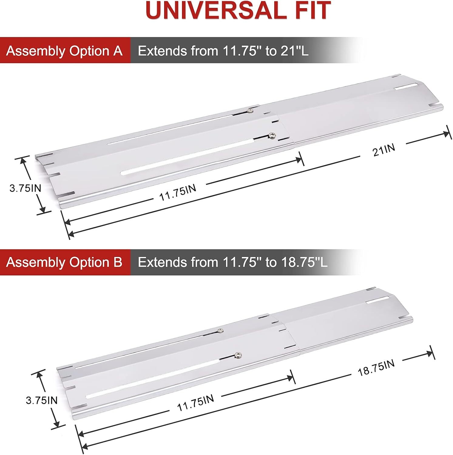 3-Pack Universal Grill Heat Plates Adjustable BBQ Replacement Part for Gas Grill