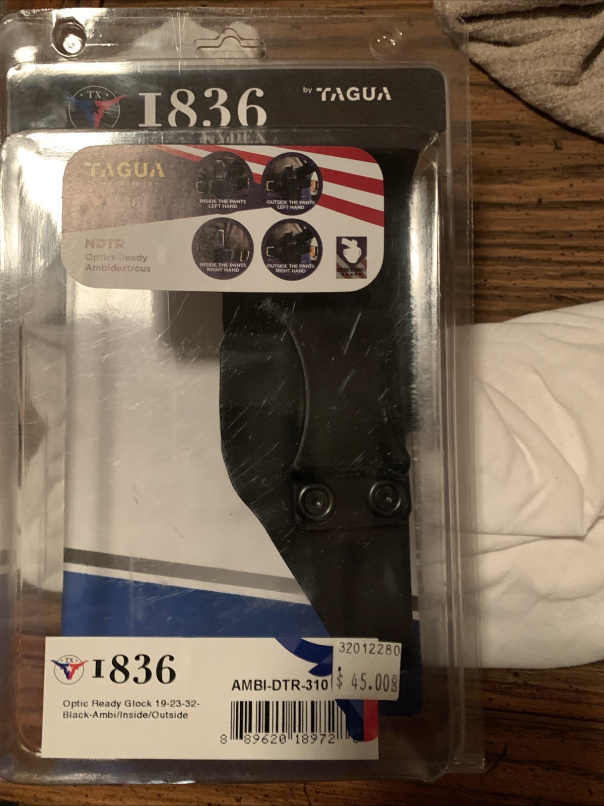 I836 Kydex Ambidextrous Holster Optic Ready for Glock 19 -23-32 New Inbox USA