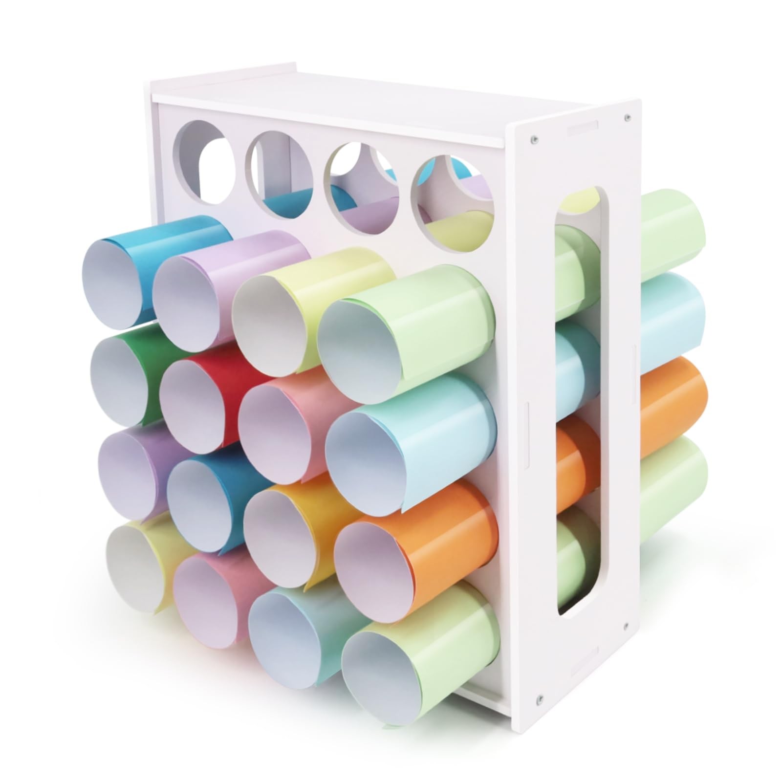 Vinyl Roll Storage Rack - 20-Holes Vinyl Roll Holder, Craft Paper Storage Org...
