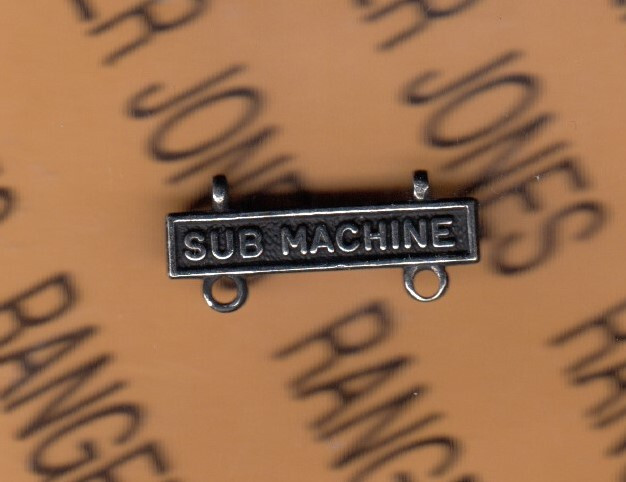 US Army Marine Corps Marksmanship SUB MACHINE Gun Stabrite hanger tab badge SMHB