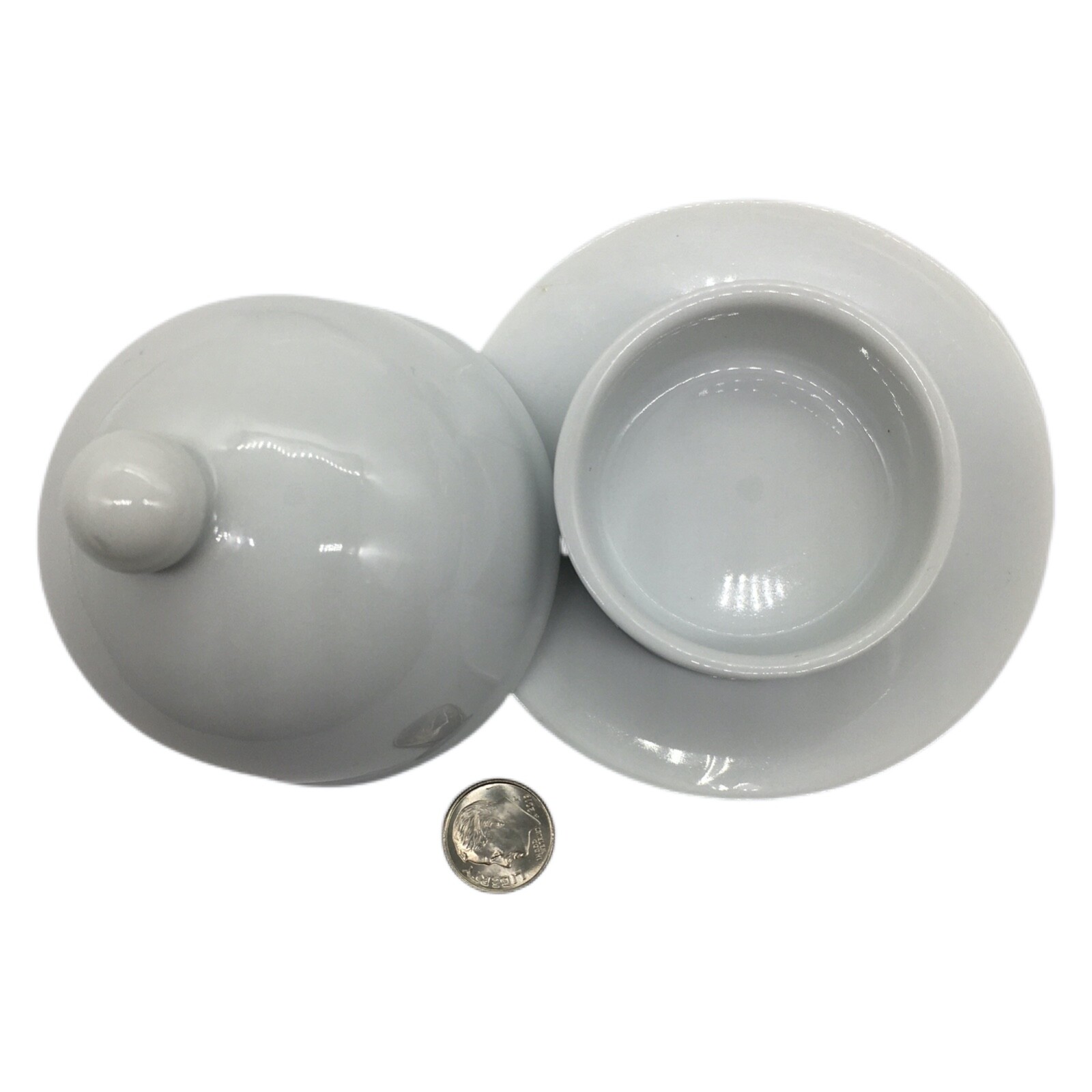 White Essentials Condiment Covered Serving Dish Spoon Set Farmhouse Cottage Core