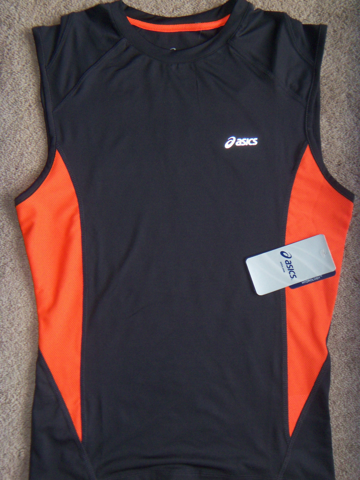New Mens Asics Compression Athletic Tank Black/Lime or Charcoal/Orange