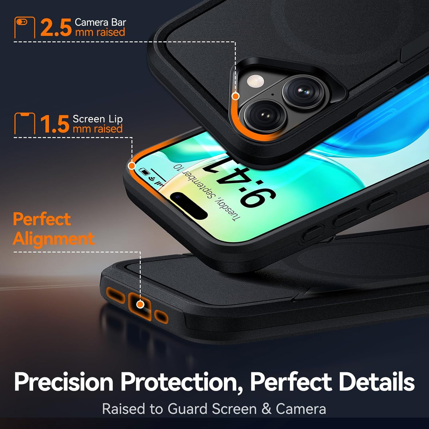 Protective for Iphone 17 Case [With Screen Protector], Heavy Duty Shockproof & 2