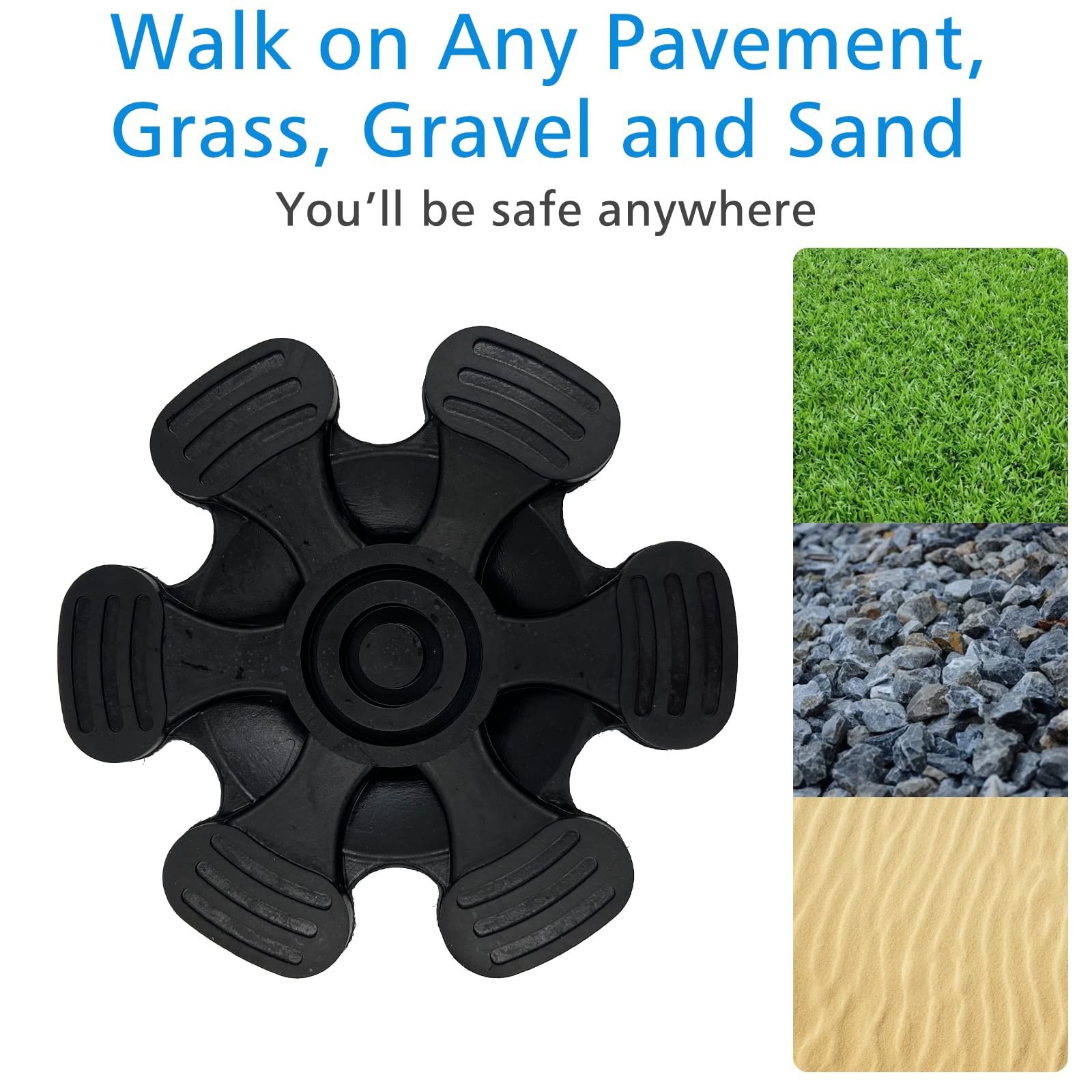 Self Standing 6 Support Feets Base Replacement Walking Canes 3/4 IN