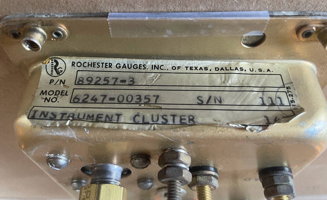 Piper PA28R-201 Arrow 6247-00357 instrument cluster Rochester P/N 89257-3