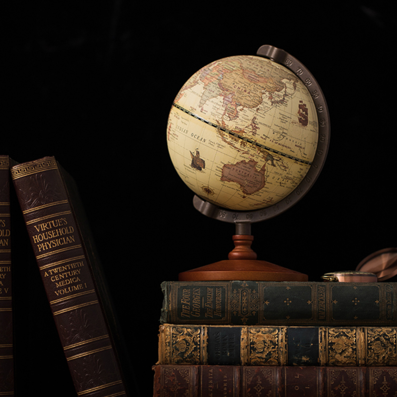 8.6" Vintage World Globe, Retro Earth Globus, Small Desk Globe, Profined Office