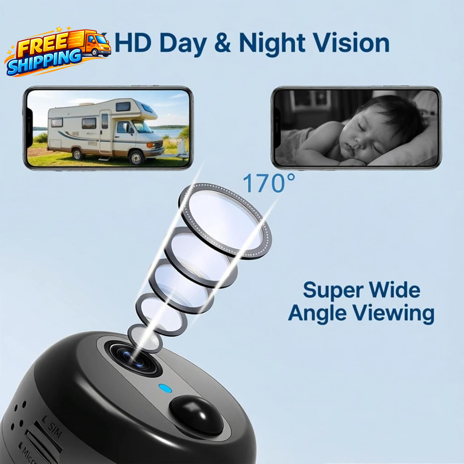 Mini Portable 4G LTE Cellular Security Camera with Magnetic Rotating Mount 4K HD