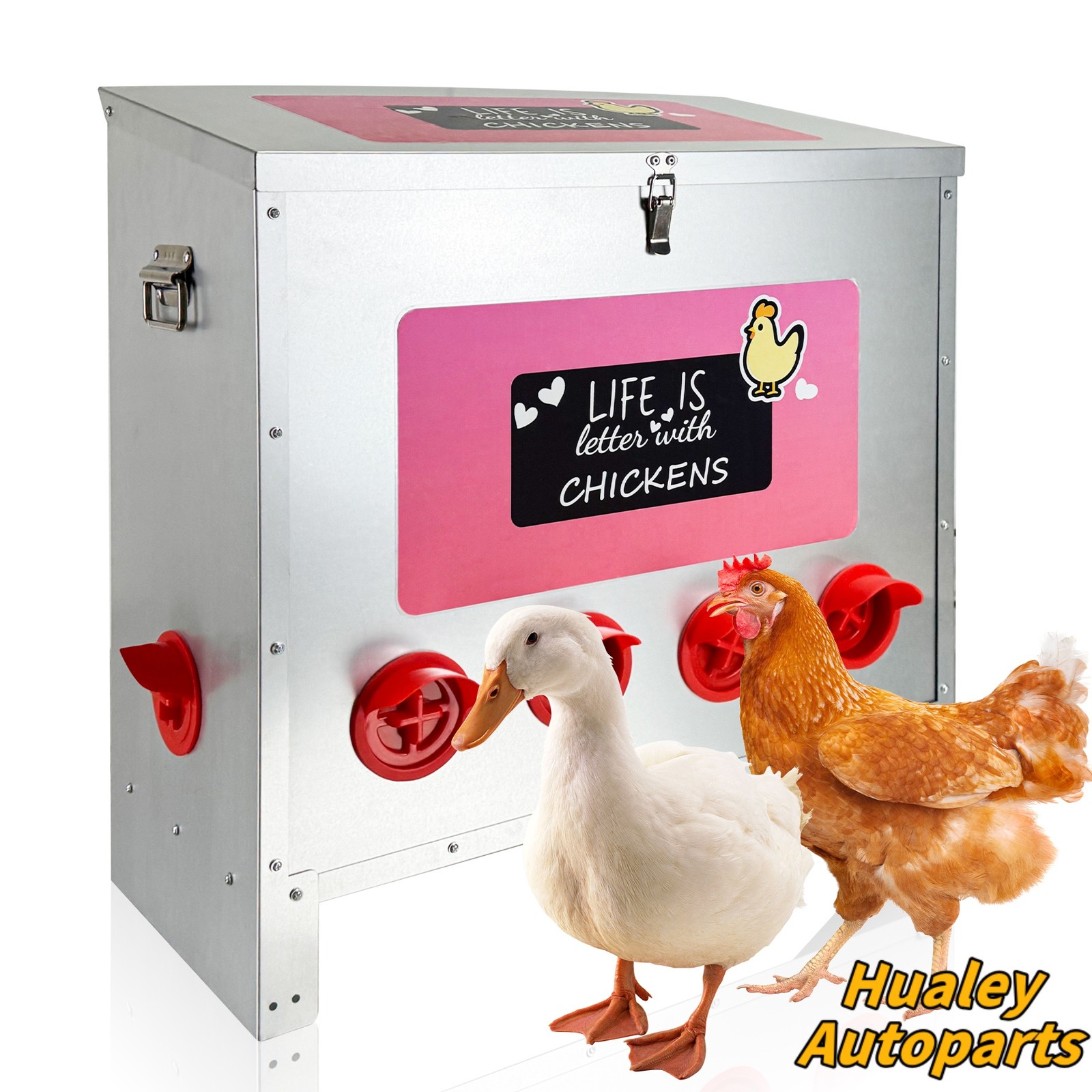 10 No-Waste Ports Poultry Feeder, 85-120lb Extra-Large Galvanized Chicken Feeder
