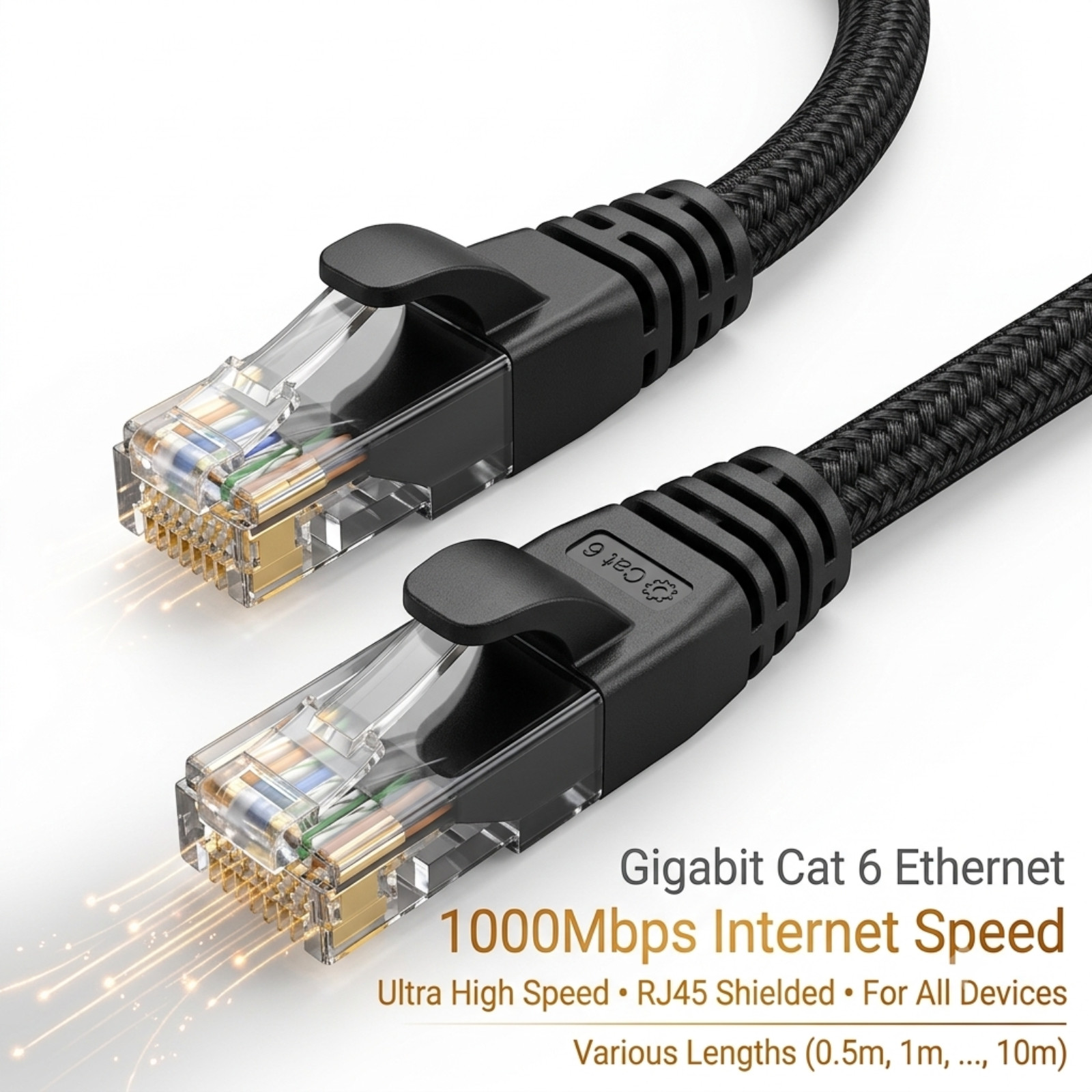 Cat 6 Ethernet RJ45 Cable Super Speed 40Gbps Patch LAN Network Gold Plated Lot