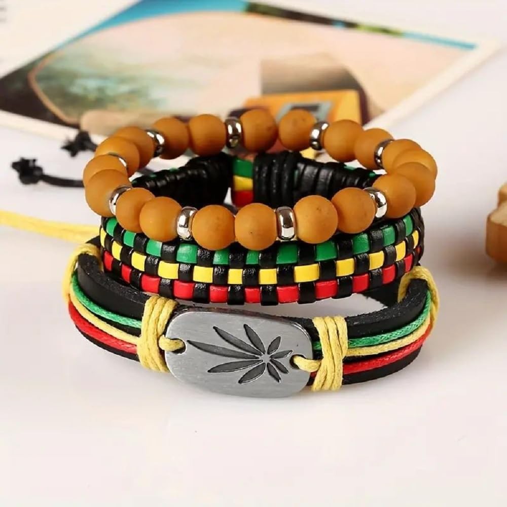 Black History Month Stackable Bracelets Set Juneteenth Accessory African Wooden