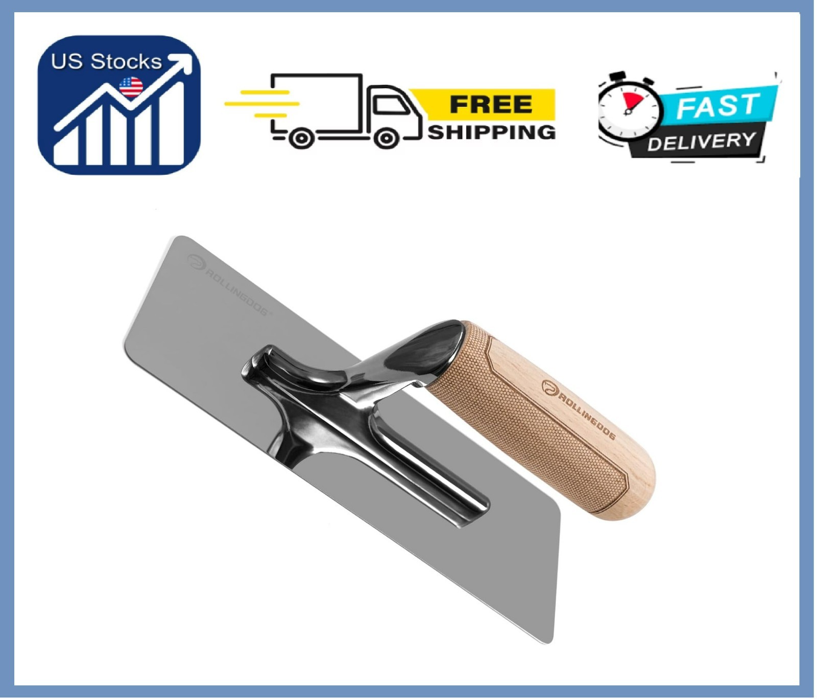 Venetian Plaster Trowel 240mm x 90mm - Mirror Polished 420 Stainless Steel Blade