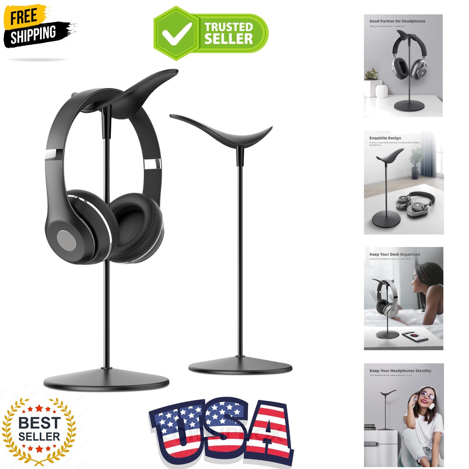 Headphone Stand, Desktop Headset Holder - Desk Earphone Stand, for All Headse...