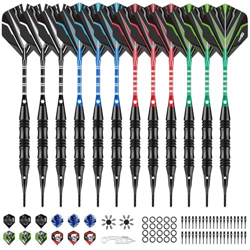 Darts Plastic Tip - Professional Soft Tip Darts Set - 12 Pcs 20 Gram with 50