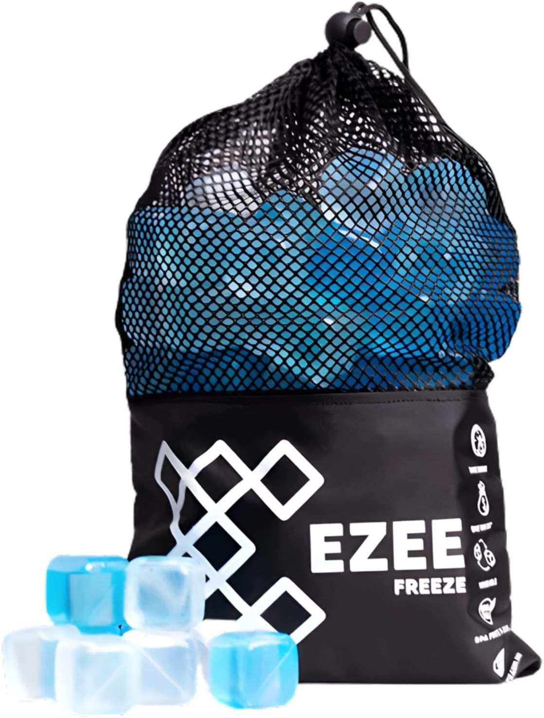 Reusable Ice Cubes for Coolers Mini Freeze 3.5 lb Bag 110 Blue Ice Cubes Drinks