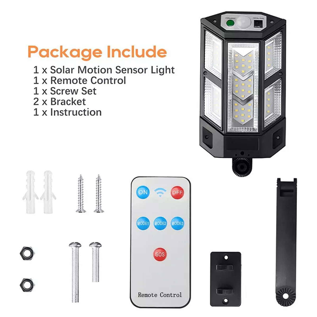 2 pcs LED Solar Flood Light Security Motion Sensor Wall Street Yard Outdoor Lamp